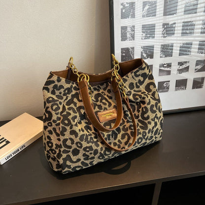 All-match Leopard Print One-shoulder Underarm Women's Bag Sense Large Capacity Totes 🇨🇳