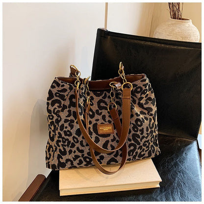 All-match Leopard Print One-shoulder Underarm Women's Bag Sense Large Capacity Totes 🇨🇳