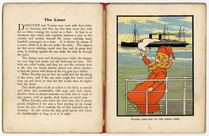 Antique 1910's-1920's CHILDREN AT SEA Kid's Picture Book, Maritime