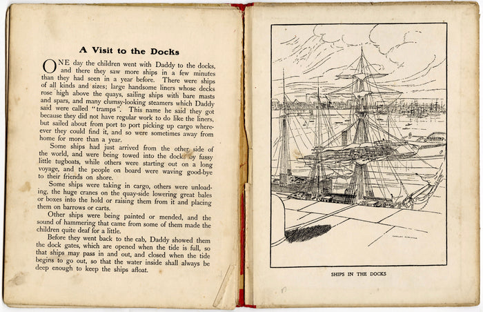 Antique 1910's-1920's CHILDREN AT SEA Kid's Picture Book, Maritime