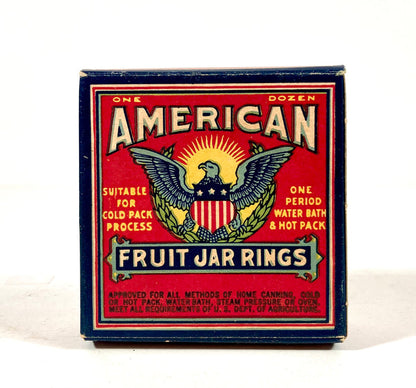 Antique American One Dozen Fruit Jar Canning Rings in Original Box, Eagle