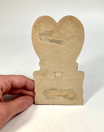 Antique Die-Cut, Pop-Up VALENTINE'S DAY CARD, Children Eating Pie, Doily