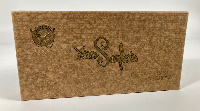 Antique Miss Saylor's Unusual Chocolates Box, Embossed Saylors of Ca. Box