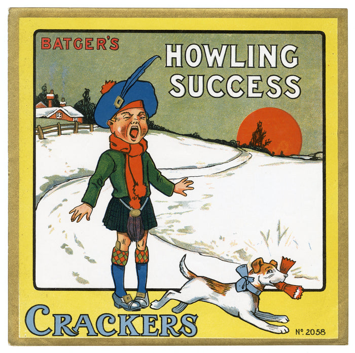 Antique, Unused HOWLING SUCCESS Firecracker LABEL ONLY, Batger