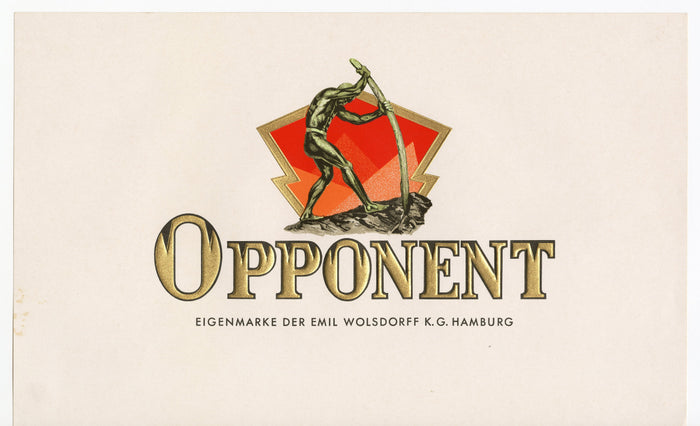 Antique Unused OPPONENT German Cigar, Tobacco Label || Gold, Embossed