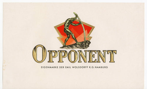 Antique Unused OPPONENT German Cigar, Tobacco Label || Gold, Embossed