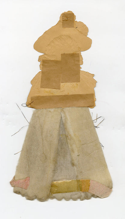 Antique Victorian Die-Cut Scrap Doll, Cotton Skirt, Metallic Thread