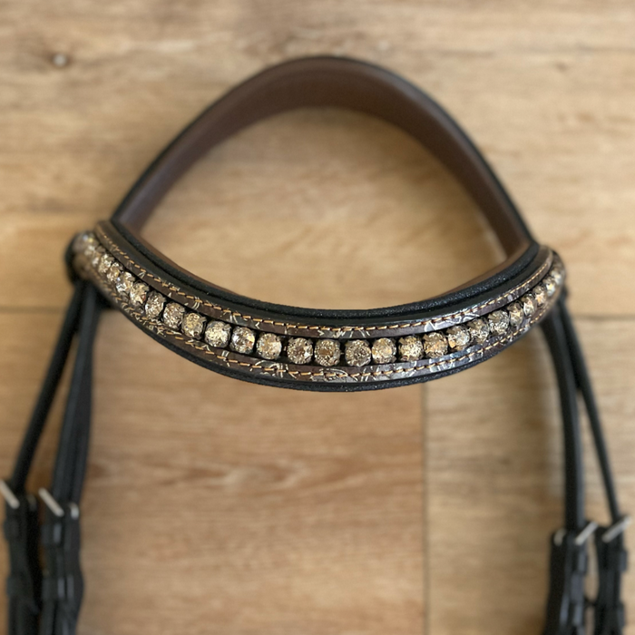 Baroque Black Snaffle Bridle with Light Brown Padding
