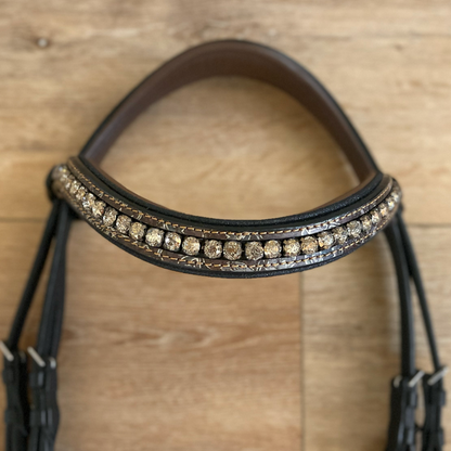 Baroque Black Snaffle Bridle with Light Brown Padding