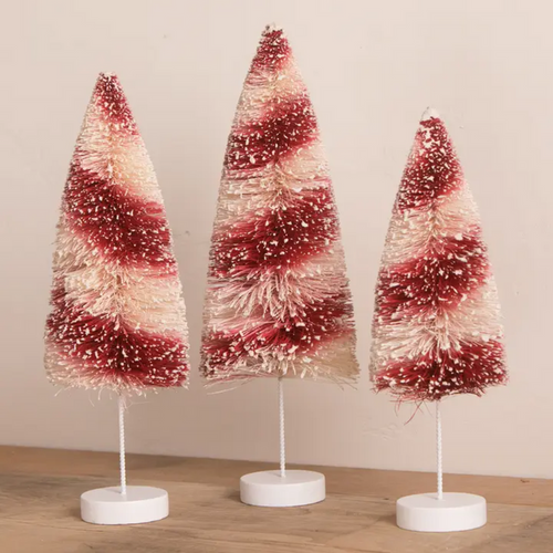 Candy Cane Bottle Brush Trees Set of 3 by Bethany Lowe Designs