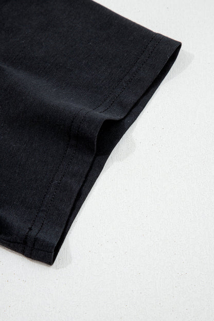Black Asymmetric Shoulder Detail Short Sleeve Plus Size Maxi Dress 🇺🇸