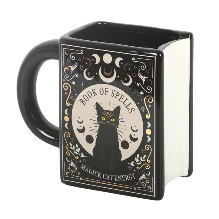 Black Cat Magick Book of Spells Book Shaped Mug 🇬🇧