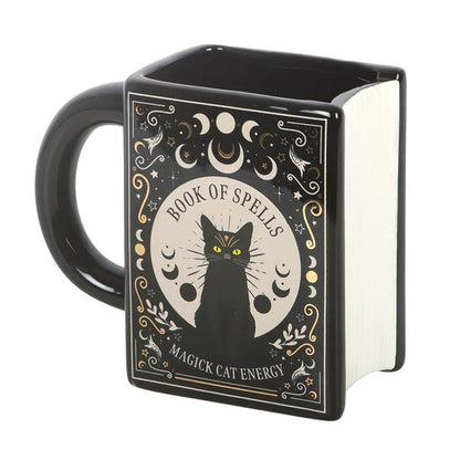 Black Cat Magick Book of Spells Book Shaped Mug 🇬🇧