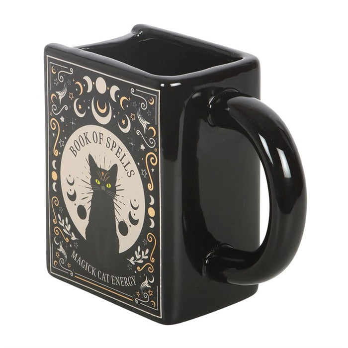 Black Cat Magick Book of Spells Book Shaped Mug 🇬🇧