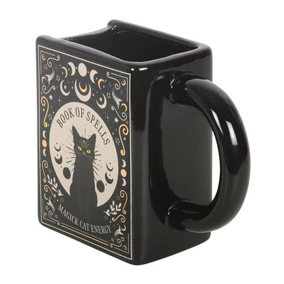 Black Cat Magick Book of Spells Book Shaped Mug 🇬🇧