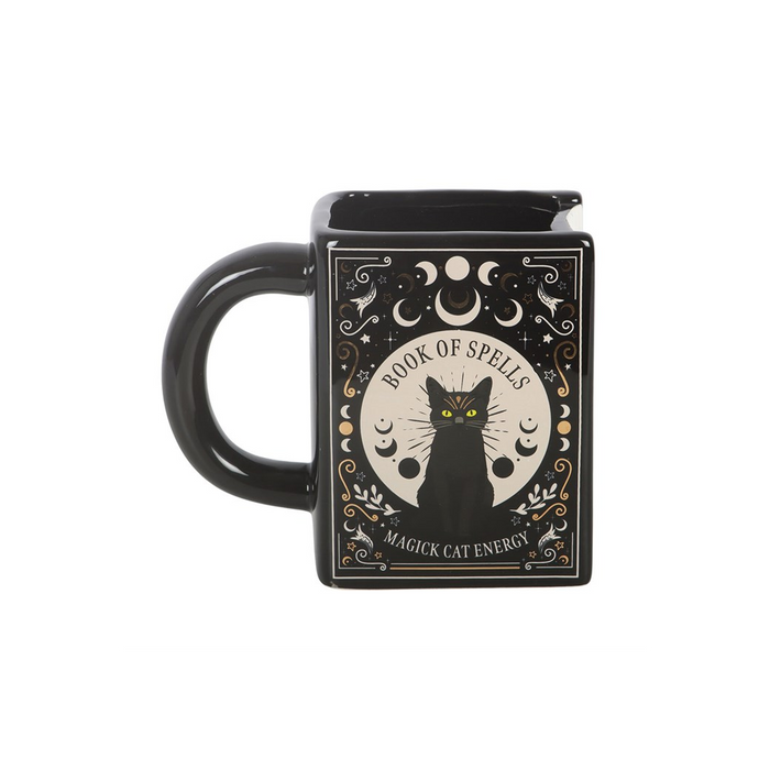 Black Cat Magick Book of Spells Book Shaped Mug 🇬🇧