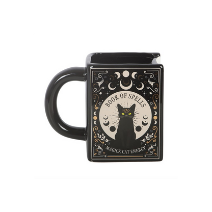 Black Cat Magick Book of Spells Book Shaped Mug 🇬🇧