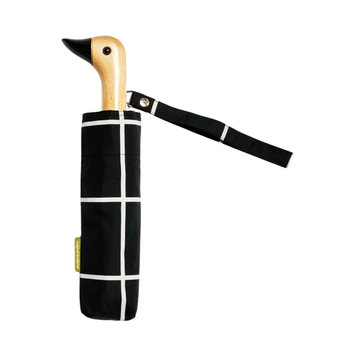 Black Grid Compact Duck Umbrella