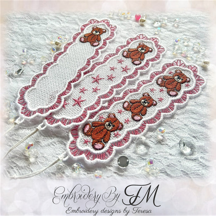 Bookmark with bears and stars/ three variations/5x7 hoop