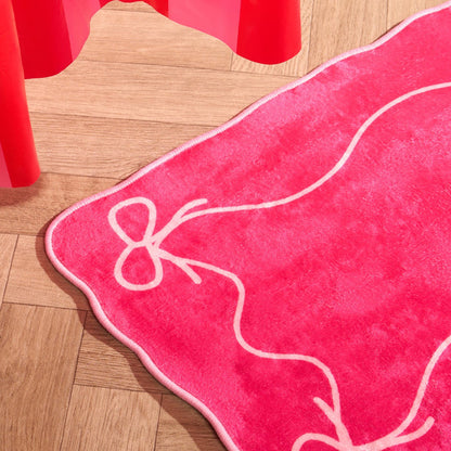 Bow Print Velvet Bath Mat - Hot Pink 🇬🇧