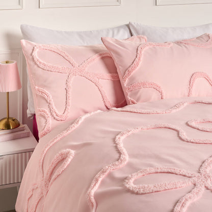 Bows Tufted Duvet Cover Set - Pink 🇬🇧