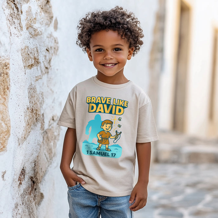 Brave Like David Kids T-Shirt, 1 Samuel 17, Christian Apparel for Kids, Redeemed Faith Apparel,