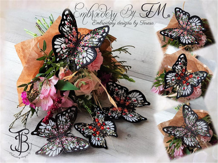 Butterfly with flowers / 5x7 hoop and 4x4 hoop