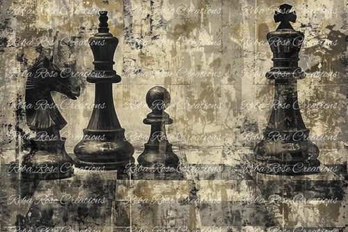 Chess Pieces Rice Paper by Reba Rose Creations