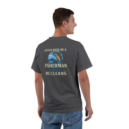 Christian Fisherman Shirt - Jesus Made Me a Fisherman I Catch He Cleans | Faith Fishing, Inspirational Fisherman Tee, Fishing Lover Apparel