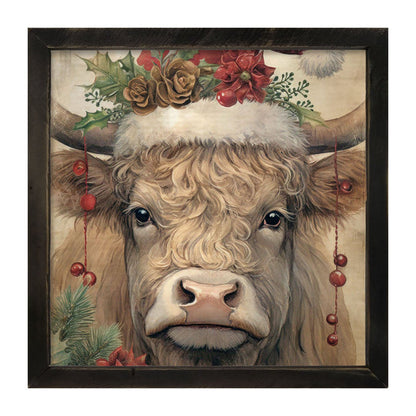 Christmas Cow - Framed Art