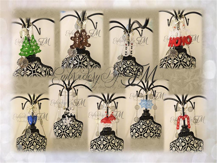 Christmas earrings FSL / 4x4 hoop / nine earrings variations