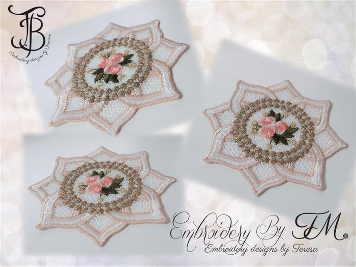 Coaster flowers / 4x4 hoop