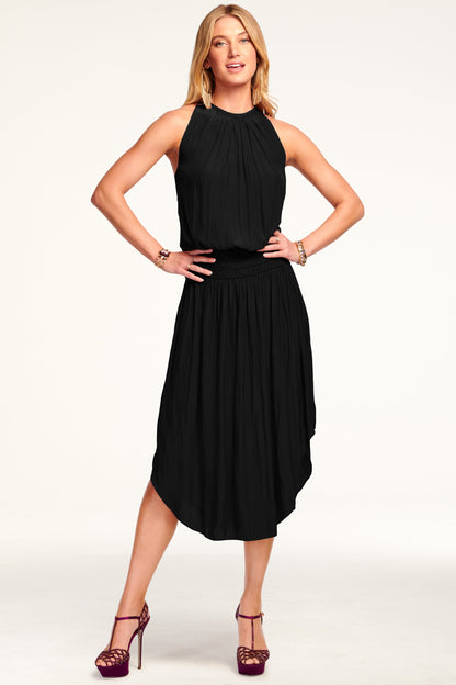 Audrey Smocked Midi Dress | BLACK