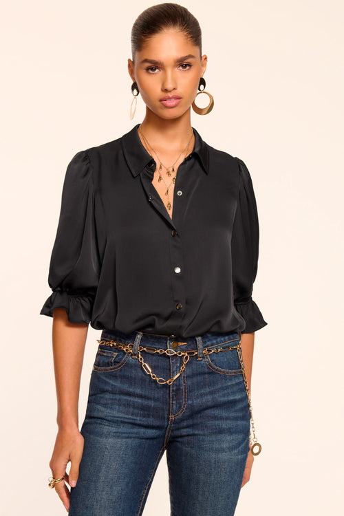 Dina Button Down Bodysuit | BLACK