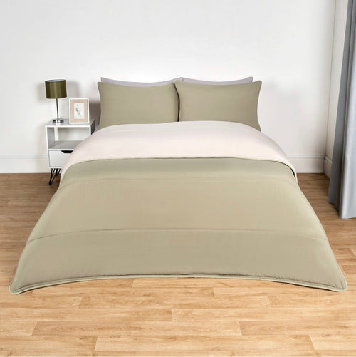 Coverless 10.5 Tog Reversible Duvet & Pillowcase - Sage/Natural 🇬🇧