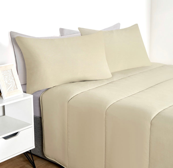 Coverless 10.5 Tog Reversible Duvet & Pillowcase - Sage/Natural 🇬🇧