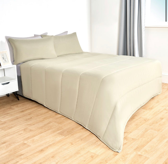Coverless 10.5 Tog Reversible Duvet & Pillowcase - Sage/Natural 🇬🇧