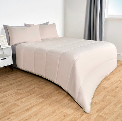 Coverless 10.5 Tog Reversible Duvet & Pillowcase - Sage/Natural 🇬🇧