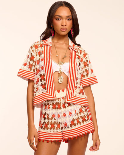 Betty Crochet Button Down Coverup Top