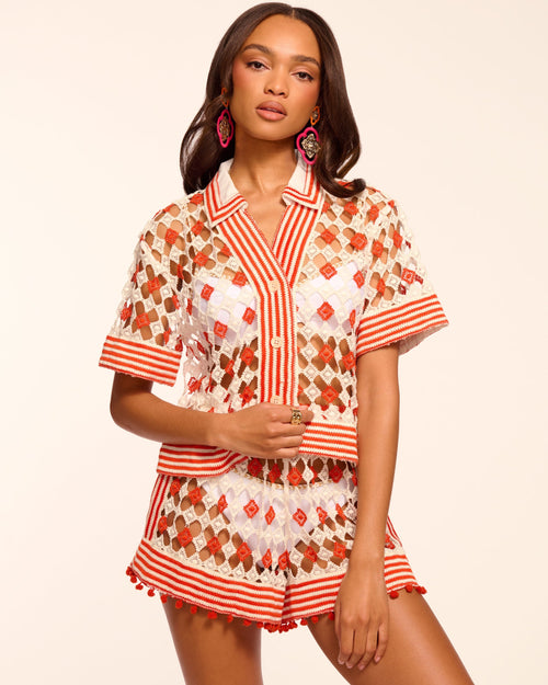 Betty Crochet Button Down Coverup Top