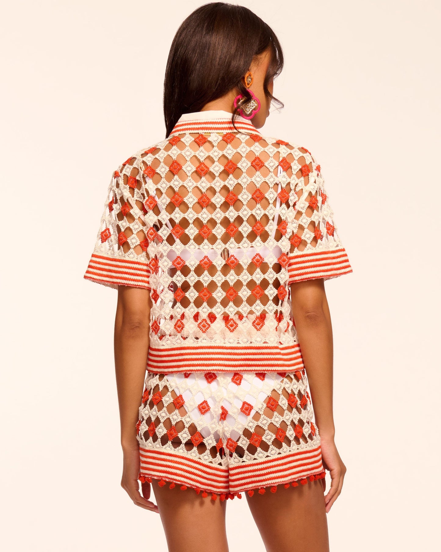 Betty Crochet Button Down Coverup Top