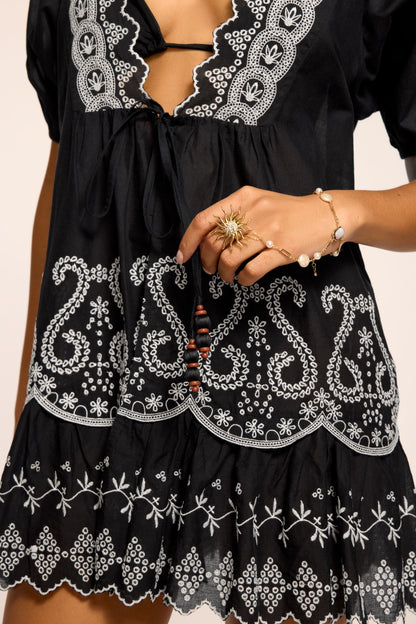 Angelina Embroidered Mini Coverup Dress