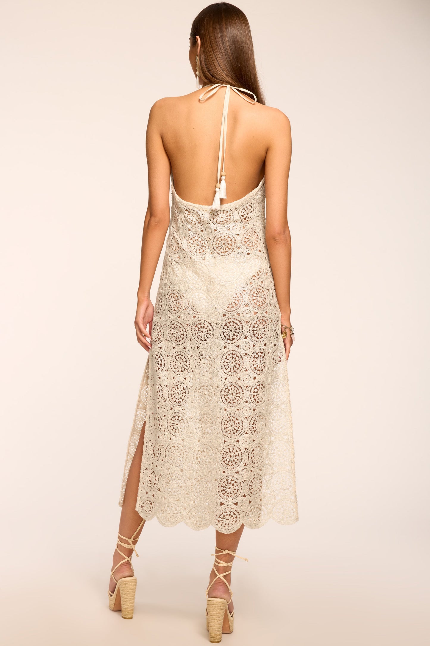Eve Foil Crochet Midi Coverup Dress