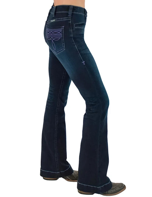 Cowgirl Tuff Womens Purple Bootstitch Jean