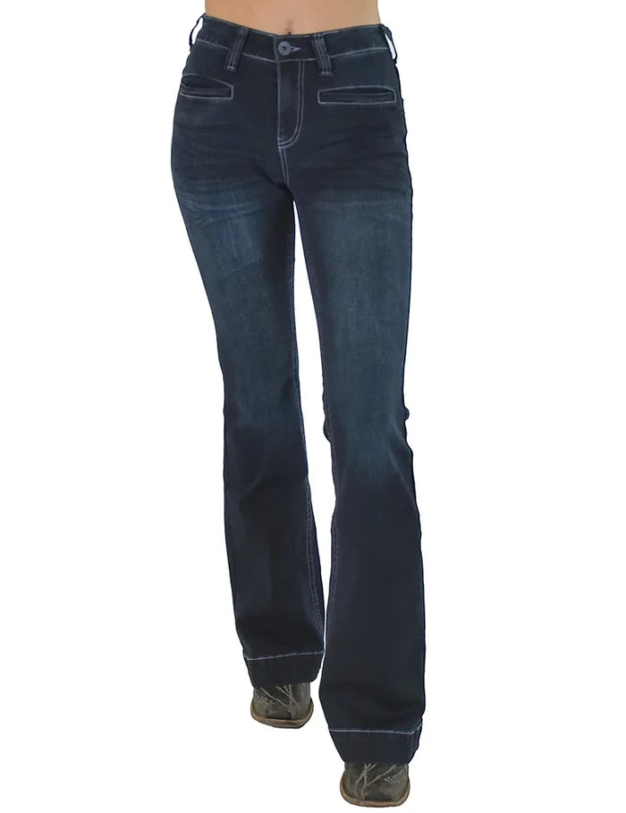 Cowgirl Tuff Womens Purple Bootstitch Jean