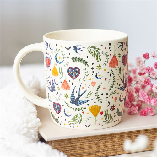 Cream Midnight Bloom Print Mug 🇬🇧