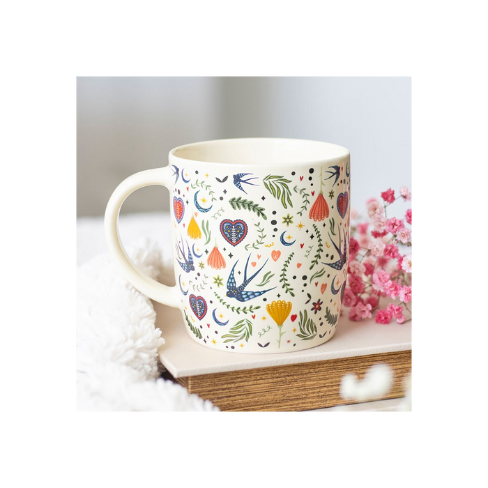 Cream Midnight Bloom Print Mug 🇬🇧