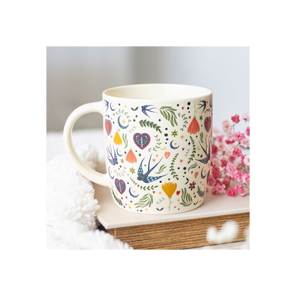 Cream Midnight Bloom Print Mug 🇬🇧