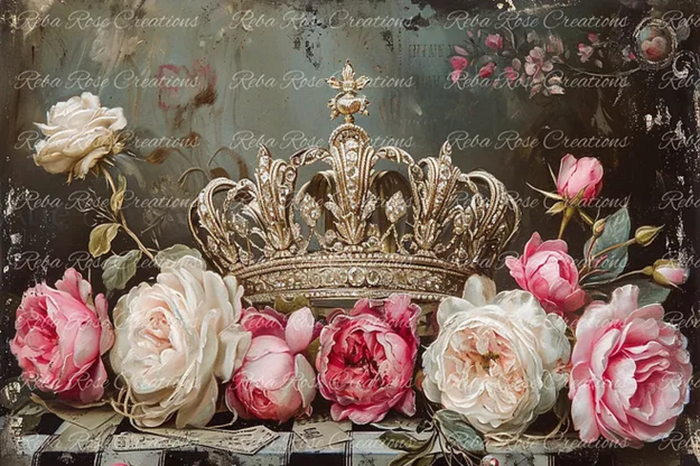 Crown of Jewels Rice Paper by Reba Rose Creations, Gorgeous Roses