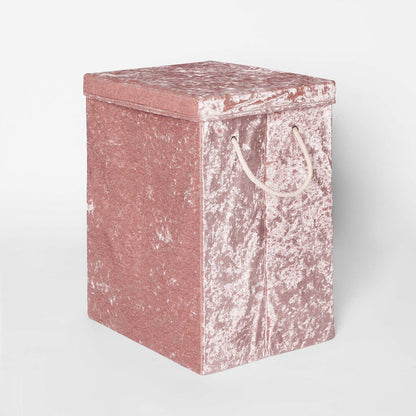 Crushed Velvet Foldable Laundry Basket - Blush 🇬🇧